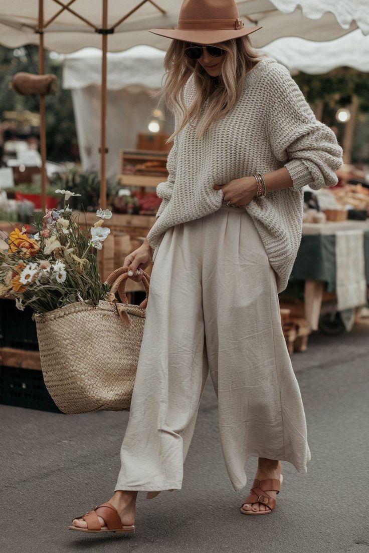 Kaşmir kazak giymiş çift, doğada sürdürülebilir moda tarzını yansıtıyor