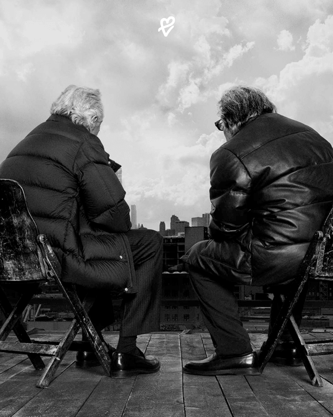 Moncler Warmer Together kampanyasında Robert De Niro ve Al Pacino'nun siyah-beyaz portresi