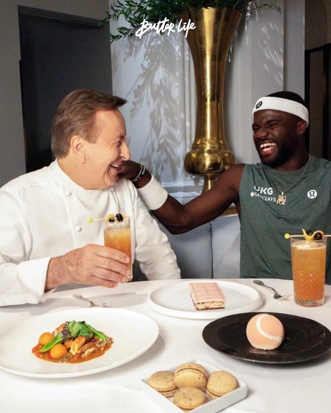 US Open’da Daniel Boulud’un evian ile Frances Tiafoe’dan ilham alan menüsünden Poulet ‘à la Tiafoe’ ve evian eşleşmeleri